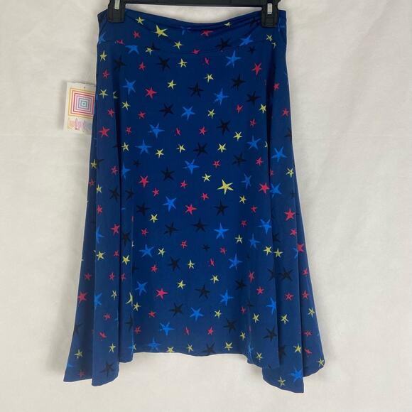Kids LuLaRoe Girls Blue Kids Azure A-Line Skirt Stars Size 14 - Picture 5 of 7